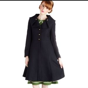 Navy Brass Button Peacoat Modcloth Coat L-XL NWOT